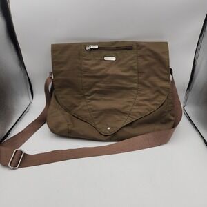 Baggallini Messenger Bag Brown Nylon Crossbody Adjustable Strap‎ Zip Pockets